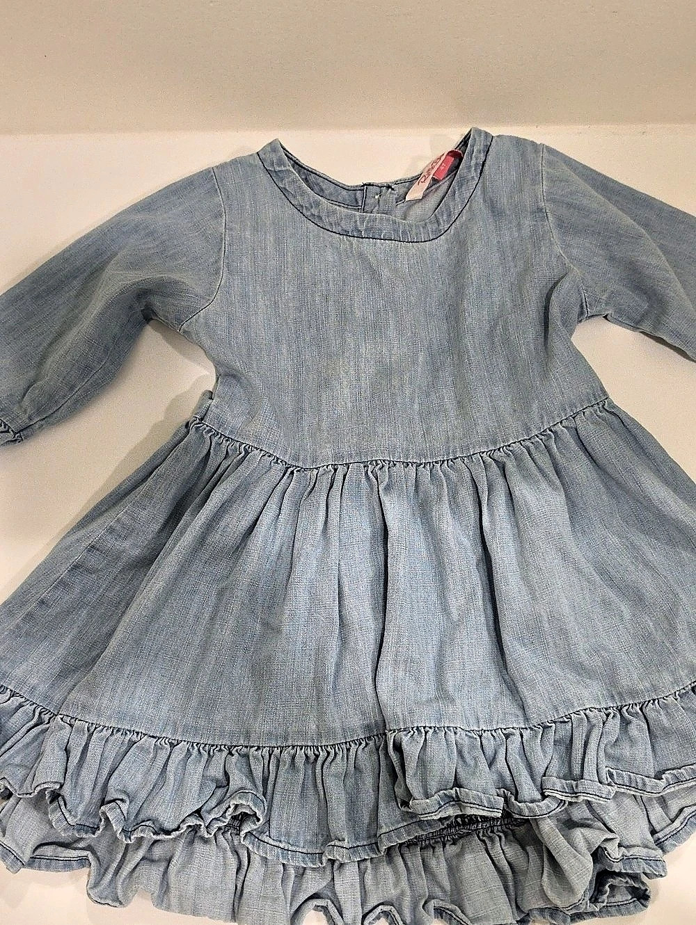 RuffleButts Long Sleeve Denim Ruffle Dress Blue Size 4T